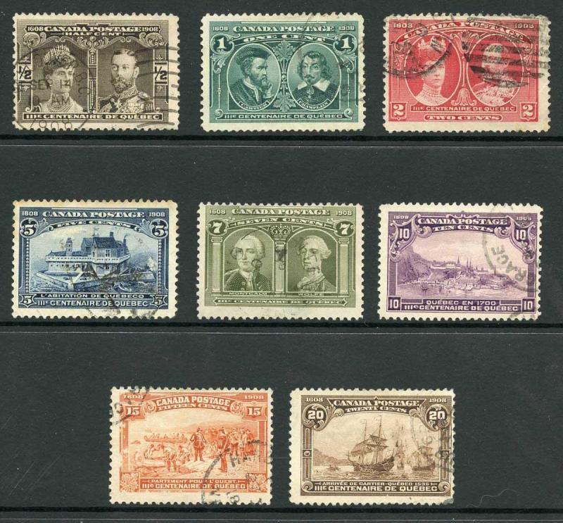 Canada SG188/95 Quebec Set of 8 Fine used (5c light toneing) Cat 375 pounds