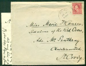 1917, 2¢ tied Charlotte Amalie on local use Interim Period cover with letter