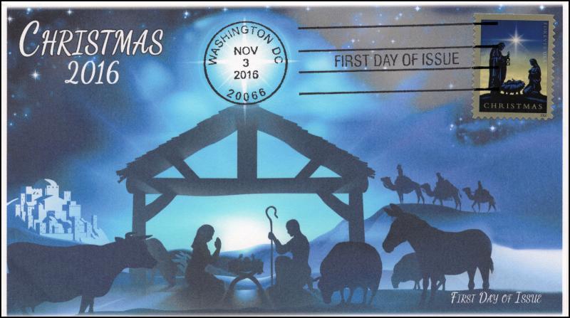 2016, Nativity, Christmas, FDC, BW,  16-355