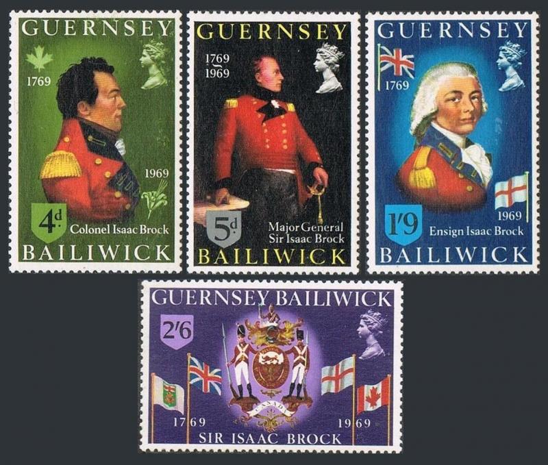 Guernsey 24-27,MNH.Michel 24-27. Sir Isaac Brock,commander of Quebec garrison.