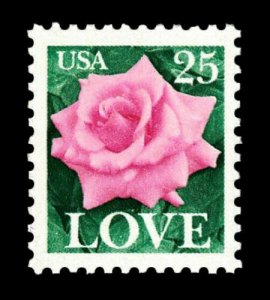 Scott#: 2378 - Love, Pink Rose 25c 1988 Single Stamp MNHOG