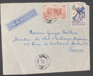 1949 Tankodogo French Occidental Africa Airmail Cover To Nantes France