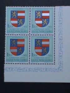 LUXEMBOURG-1957-SC# B200 COATS OF ARMS   MNH IMPRINT BLOCK VERY FINE