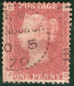 GB QV PENNY RED SG.43/44 1d Plate 119 *EDINBURGH DOTTED* 1870 CDS/Duplex HPR68