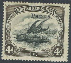 PAPUA 1907 LAKATOI OVERPRINTED SMALL PAPUA 4D VERTICAL WMK  