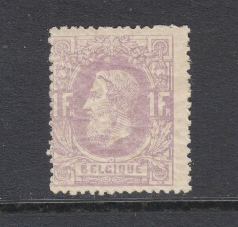 Belgium Sc 36 MLH. 1870 1fr dull lilac King Leopold II, Scarce