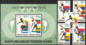 Togo 1972 Olympics Games Munich Mi. 930/4 Bl. 65 MNH