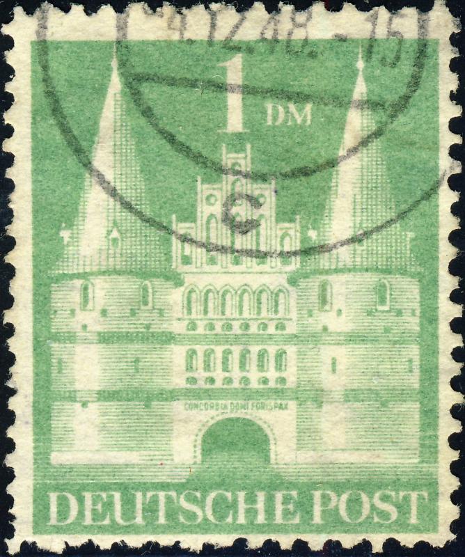 ALLEMAGNE / GERMANY Bizone 1948 Mi.97aYID(97.Iwg) 1DM T1 p.11-11-1/2 VF Used (b)