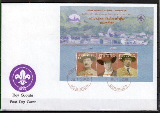 Dominica, Scott cat. 2376. Scout Jamboree sheet of 3. First Day Cover