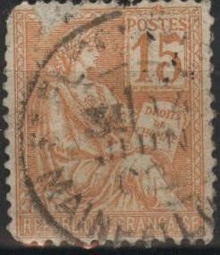 France 117 (used) 15c rights of man, orange (1900)
