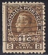 Canada #MR4 1 on 2 cent King George 5, used VF