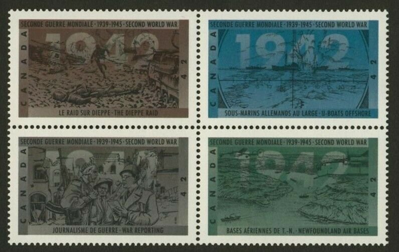 Canada 1451ai MNH WWII, Aircraft, Dieppe Raid, U-Boats, War Reporting