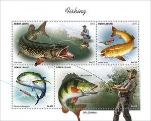 SIERRA LEONE - 2022 - Fishing - Perf 4v Sheet - Mint Never Hinged