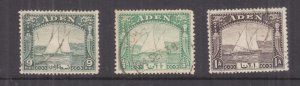 ADEN, 1937 Dhow, 1/2a., 9p. & 1a., used.