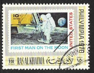 Ras Al Khaimah Michel 745A: USA Moon Landing Stamp, CTO, VF