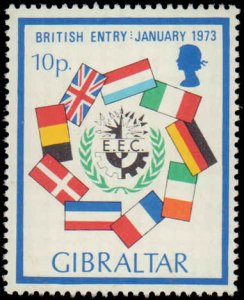 Gibraltar #356-358, Complete Set(3), 1977, Stamp on Stamp, Flags, Never Hinged
