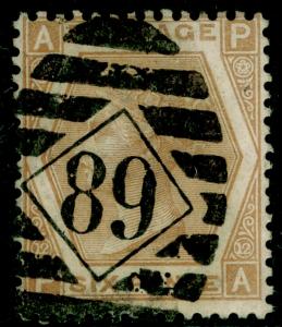 SG123, 6d pale buff plate 12, USED. Cat £350. PA