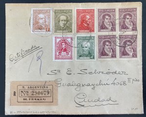 1940 Buenos Aires Argentina Registered Cover To Gualgnaychu MI#399