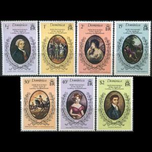 DOMINICA 1977 - Scott# 527-33 Beethoven Set of 7 NH