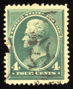 US Scott 211 Used 4c blue green Andrew Jackson Lot 972 bhmstamps