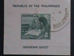 PHILIPPINES-AIRMAIL 1950- SC#C70 -72 YEARS OLD S/S-FRANKLIN D. ROOSEVELT CTO