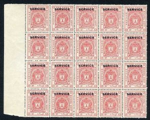 Bhopal SGO313c 1932 1/4a Orange Perf 14 Misplaced Surcharge (no gum) (v)