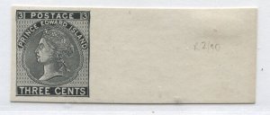 Prince Edward Island 1872 3 cents Tilleard black Plate Proof on card