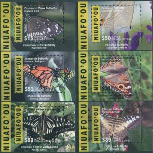 Niuafo'ou express 2015 SGE12-E15 SGE17-E18 Butterflies (6) MS MNH