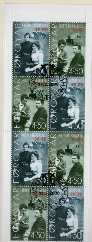 Faroe Islands Sc 375a 2000 Folk School stamp booklet pane in booklet used