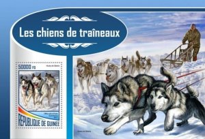 Guinea - 2017 Sledge Dogs on Stamps - Stamp Souvenir Sheet - GU17520b