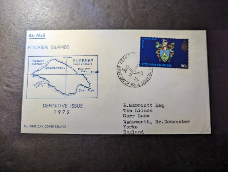 1973 Pitcairn Islands Airmail Souvenir First Day Cover FDC Definitive Issue