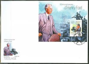 TOGO 2013 150th BIRTH ANNIVERSARY OF HENRY FORD SOUVENIR SHEET FIRST DAY COVER