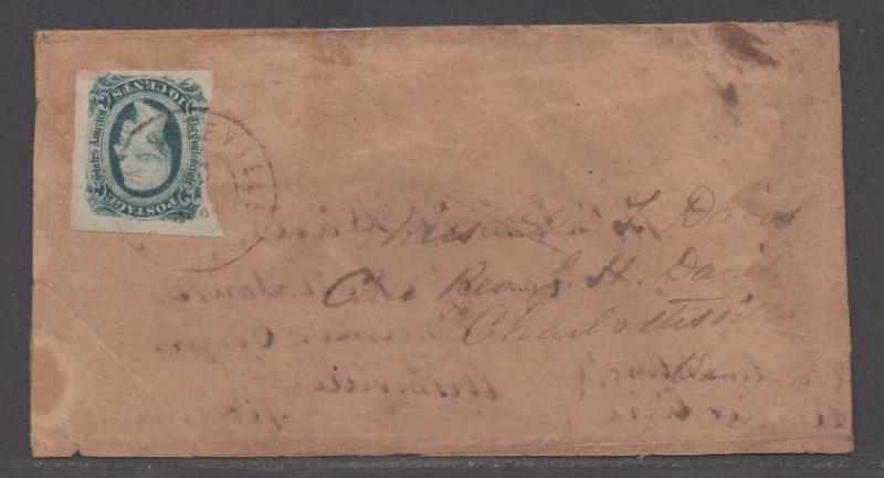 **CSA Cover, SC# 12, Charlottesville, VA, 12/18/1864, Turned Cover