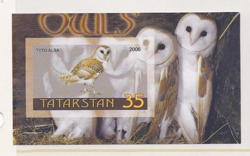 TATARSTAN SHEET IMPERF OWLS BIRDS 