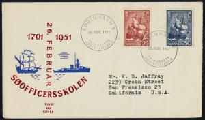 Denmark 327-8 on FDC - Warships, Naval Offices' College