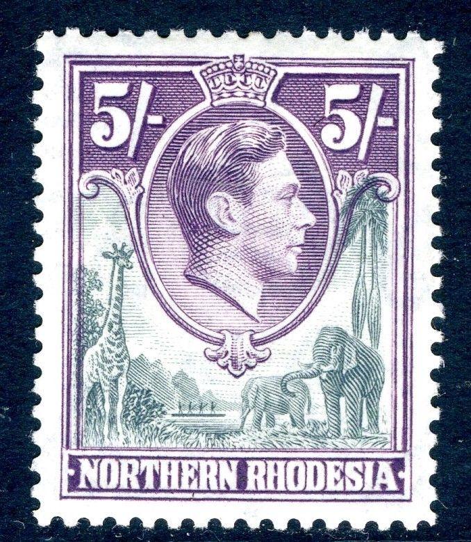 NORTHERN RHODESIA-1938-52 5/- Grey Dull Violet Sg 43 MOUNTED MINT   V17378