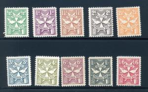 Malta J11 to J20 mh/mlh complete set w/multi script CA & crown wm - postage dues