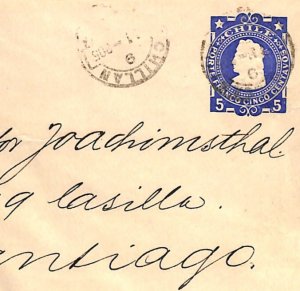 CHILE Stationery Cover 5c Blue COLUMBUS Die Santiago 1905 {samwells-covers}WF110