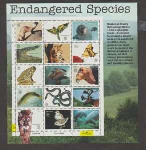 U.S.  Scott #3105 Endangered Species - Highlighted UL Plate 2222 - Mint NH Sheet