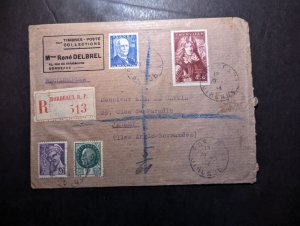 1944 Registered France Cover Bordeaux to Jersey British Channel Islands