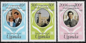 Uganda #342-4 MNH Set - Princess Diana's 21st Birthday