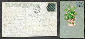 h108  - Canada SHELL BROOK Sask 1910 Split Ring on Postcard to USA