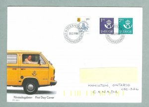 Sweden. FDC 1986  The Post Office 350 Year. Engraver: Z Jakus. Addressed: Canada