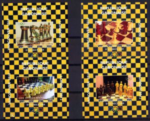 Gabon 2009 CHESS OLYMPIC GAMES VANCOUVER 2010-LONDON 2012 SOUVENIR SHEETS 4 MNH