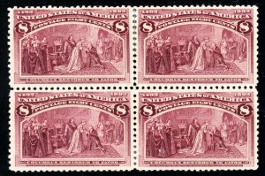 USAstamps Unused VF US 1893 Columbian Expo Block of 4 Scott 236 OG MHR SCV $250