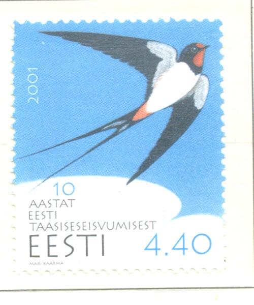 Estonia Sc 420 2001 Independence 10 yrs stamp mint NH