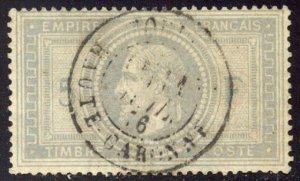 FRANCE #37 Used BEAUTY - 1869 5fr Gray Lilac