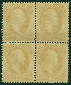 EDW1949SELL : USA 1873 Scott #O85 Blk of 4 MNH PO Fresh & Scarce PSAG Cat $2100+