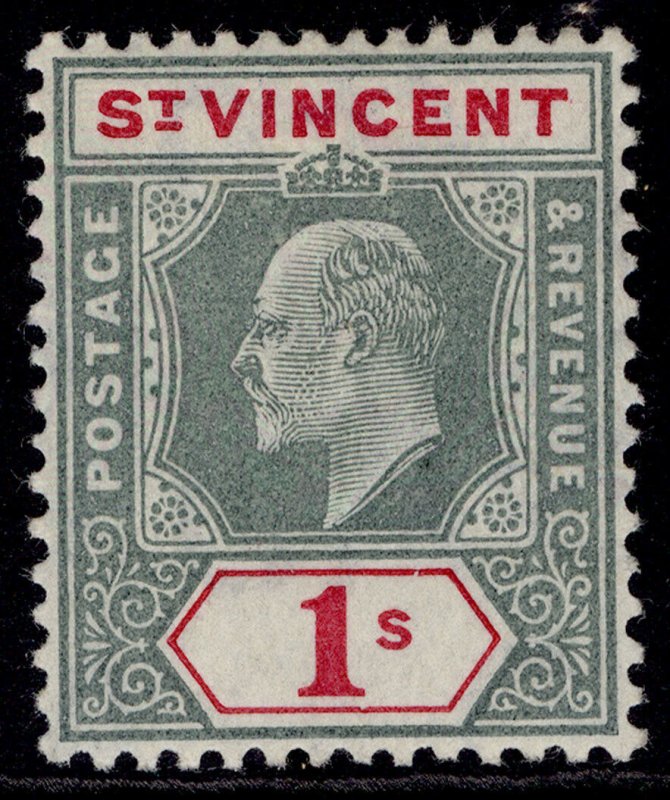 ST. VINCENT EDVII SG90, 1s green & carmine, LH MINT. Cat £38. ORDINARY PAPER