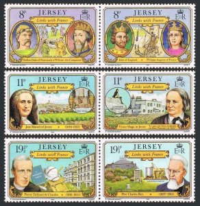 Jersey 289-294 pairs, MNH. Michel 282-287. Links with France, 1982. Kings.